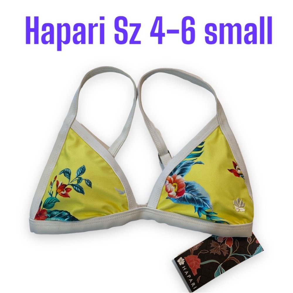 NWT Sm Hapari Sport Triangle Bikini adj strap 4-6 floral triangle white yellow